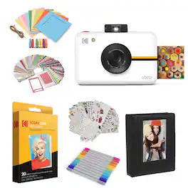 Kodak - Step Digital Instant Camera, 10MP Image Sensor & Zink Technology Starter Bundle - White