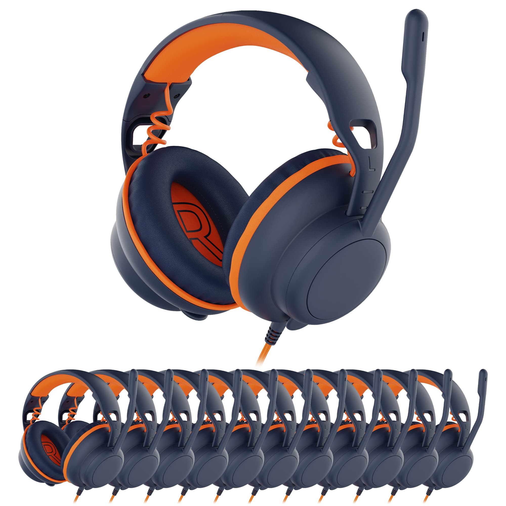 Delton - S35 Ascent Kids Learning Headphones with Microphone 3.5mm Wired Connectivity Noise Canceling 20-Pack - Black