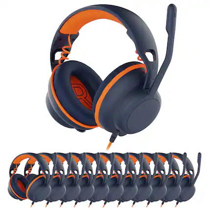 Front. Delton - Delton S35 Ascent Kids Learning Headphones with Microphone 3.5mm Wired Connectivity Noise Canceling 20-Pack, Black - Black.