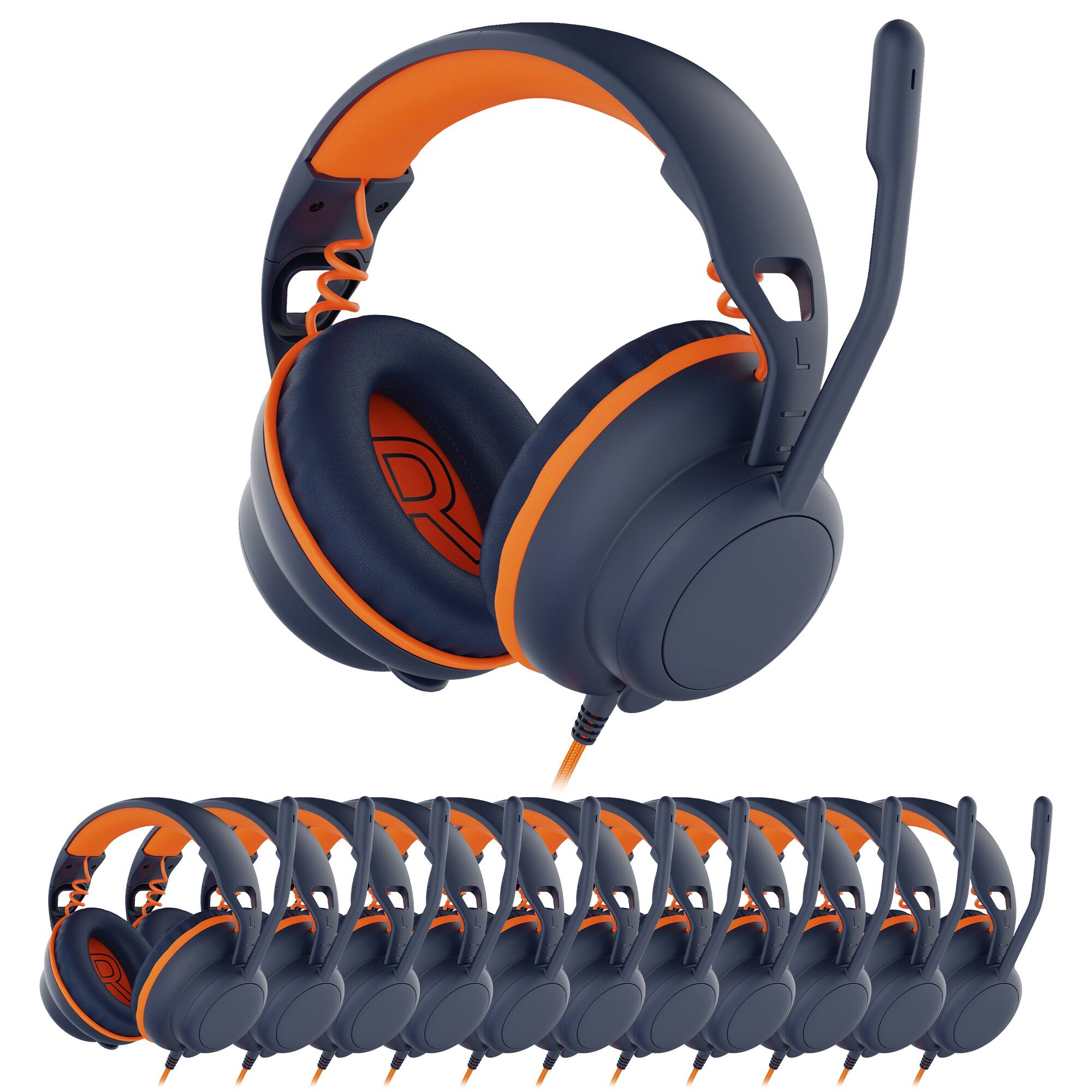 Front. Delton - Delton S35 Ascent Kids Learning Headphones with Microphone 3.5mm Wired Connectivity Noise Canceling 20-Pack, Black - Black.