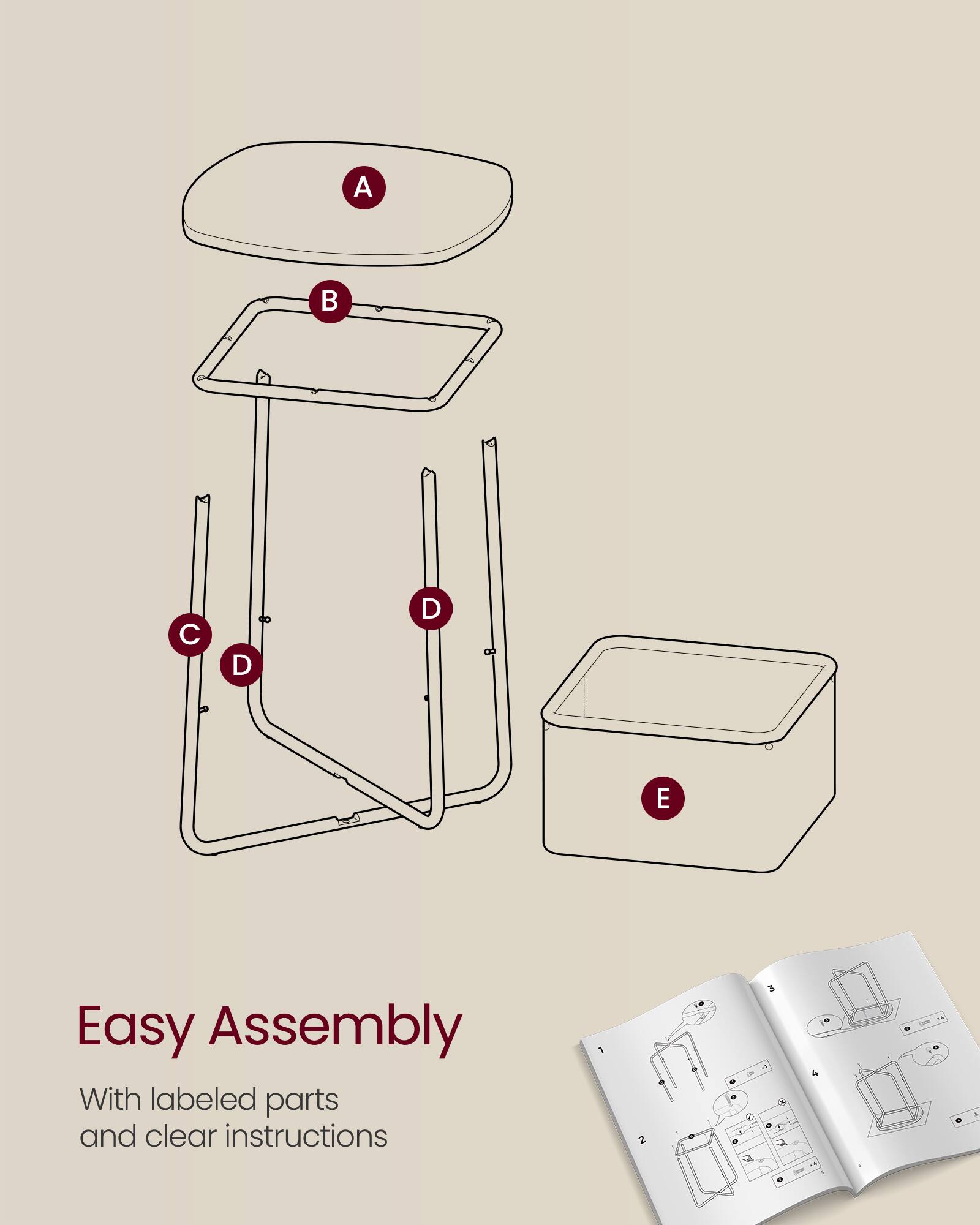 A B C D D E  
Easy Assembly  
With labeled parts and clear instructions