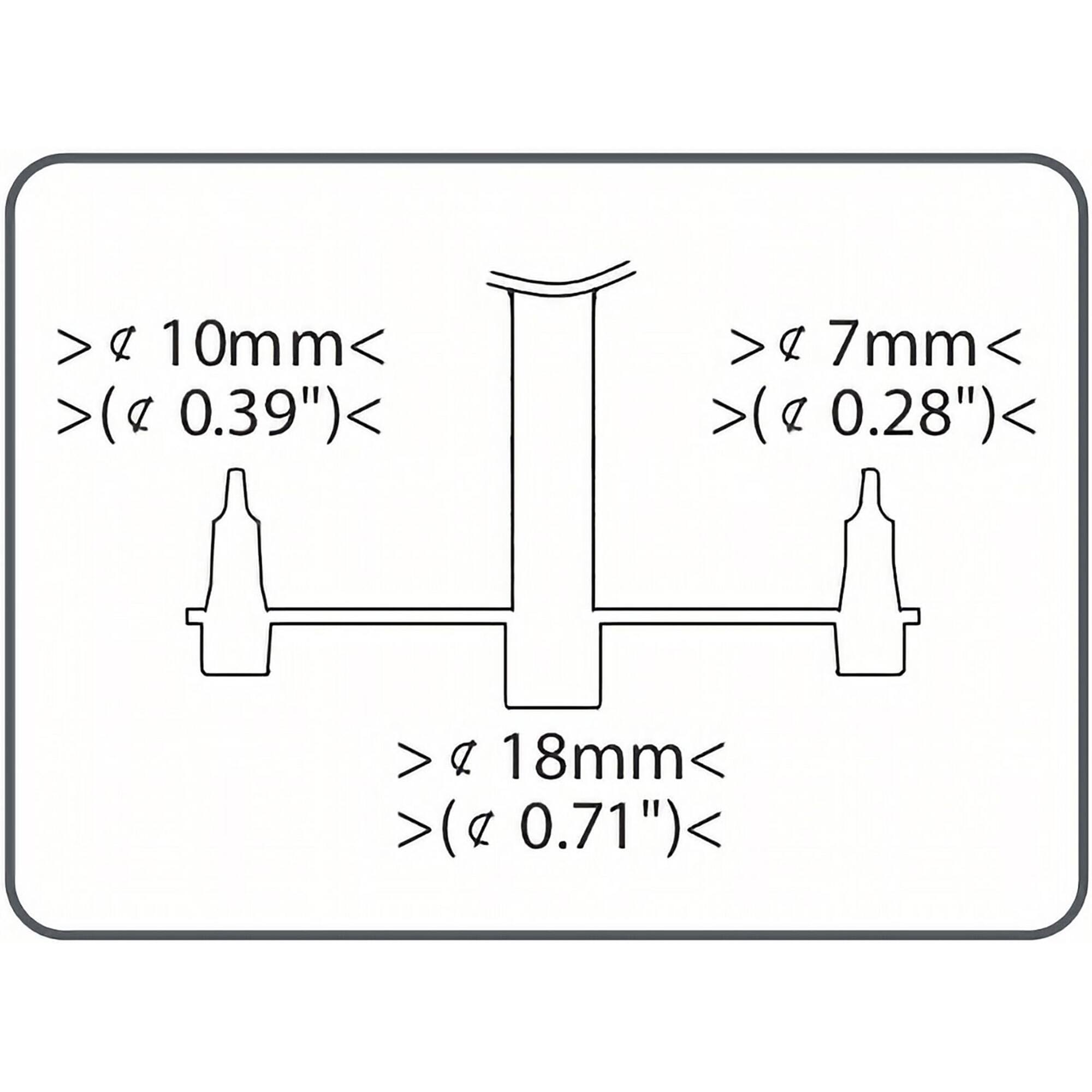 > a 10mm < > (e 0.39") < > L 7mm < > (e 0.28") < > a 18mm < > (e 0.71") <