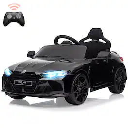 GARVEE - 12V BMW M4 Licensed Kids Ride On Car, Electric Vehicle w/Remote, 3 Speeds, Bluetooth, MP3 & LED Lights - Black