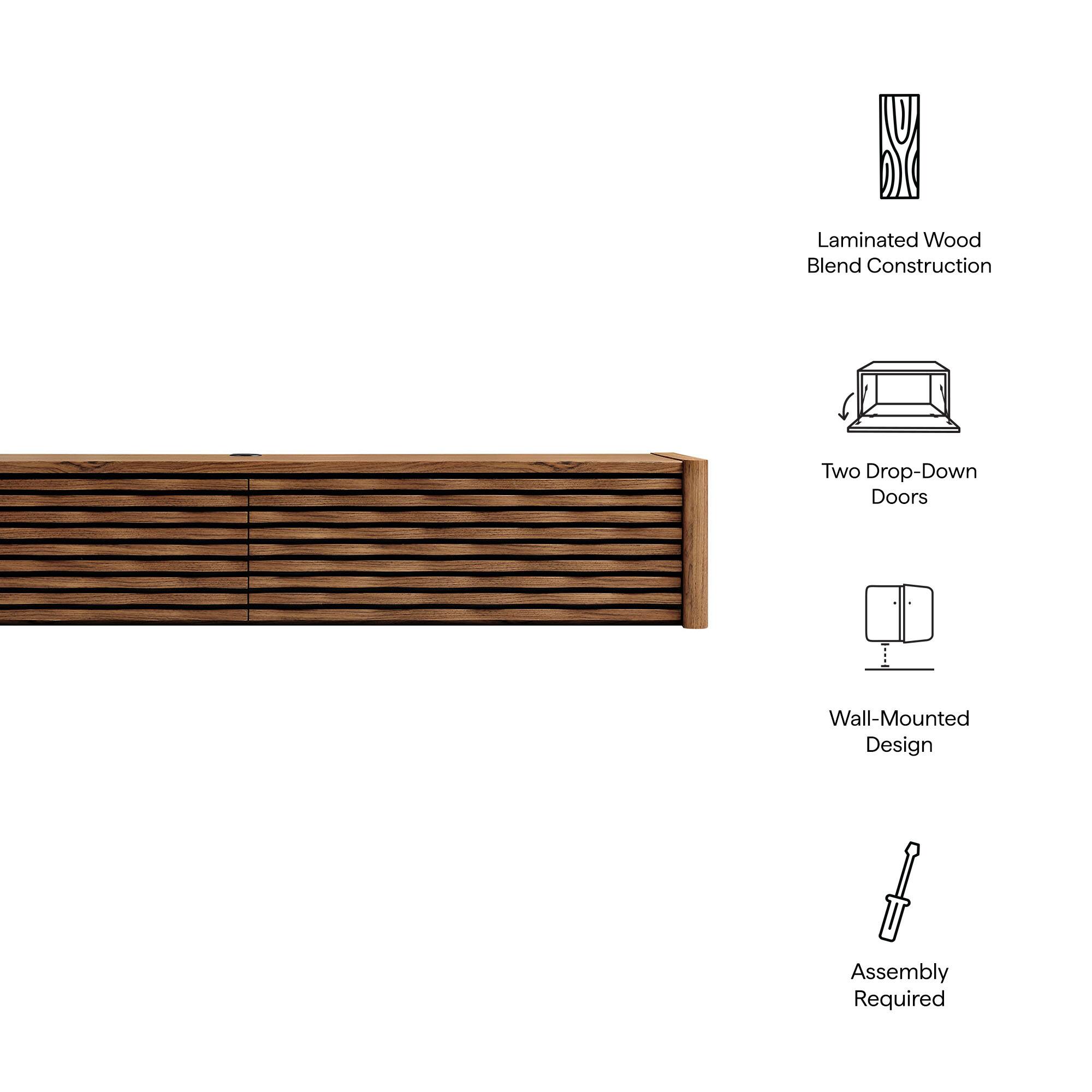 Laminated Wood Blend Construction  
Two Drop-Down Doors  
Wall-Mounted Design  
Assembly Required