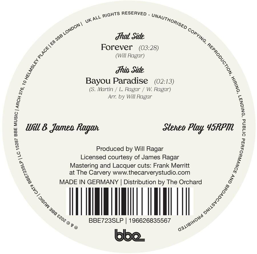 Cover Ragar Will & James Ragar Forever / Bayou Paradise 7 INCH SINGLE [7 inch Vinyl ...