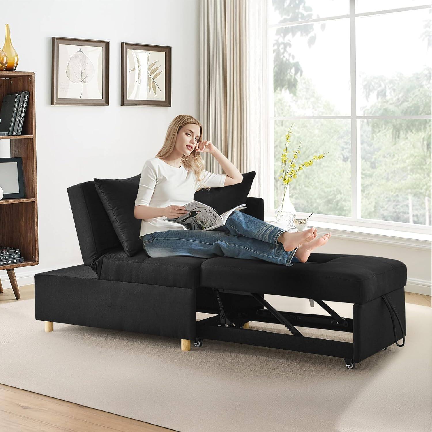 The text in the image is not clearly visible, but based on the context, it appears to be a product description or advertisement for a sofa. Here is a possible grouping and correction of the text:

---

**Product Description:**

- **Sofa:**
  - Modern design
  - Comfortable seating
  - Adjustable chaise lounge
  - Sturdy frame with wheels

- **Features:**
  - High-quality fabric
  - Durable construction
  - Easy to assemble

- **Dimensions:**
  - [Insert dimensions here]

- **Materials:**
  - [Insert materials used here]

- **Care Instructions:**
  - [Insert care instructions here]

- **Warranty:**
  - [Insert warranty details here]

---

This is a general template for a product description. The actual text may vary based on the specific details provided in the image.