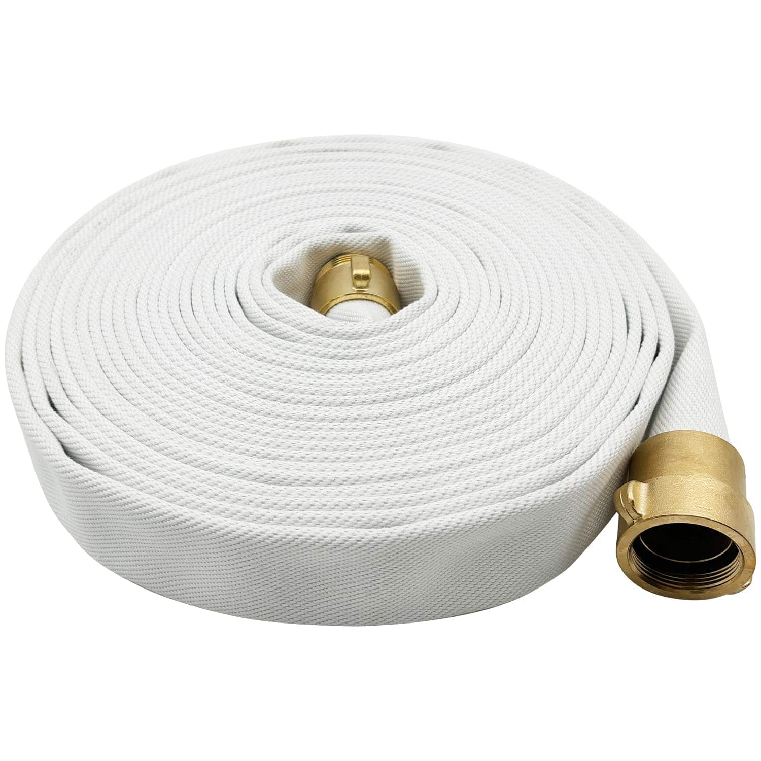 JETRANSPORT - Fire Hose White 1-1/2 Inches X 50' Lay Flat Heavy Duty Backwash/discharge Firehose Npsh/npt Brass Connectors - NPSH/NPT 1.5in/100ft
