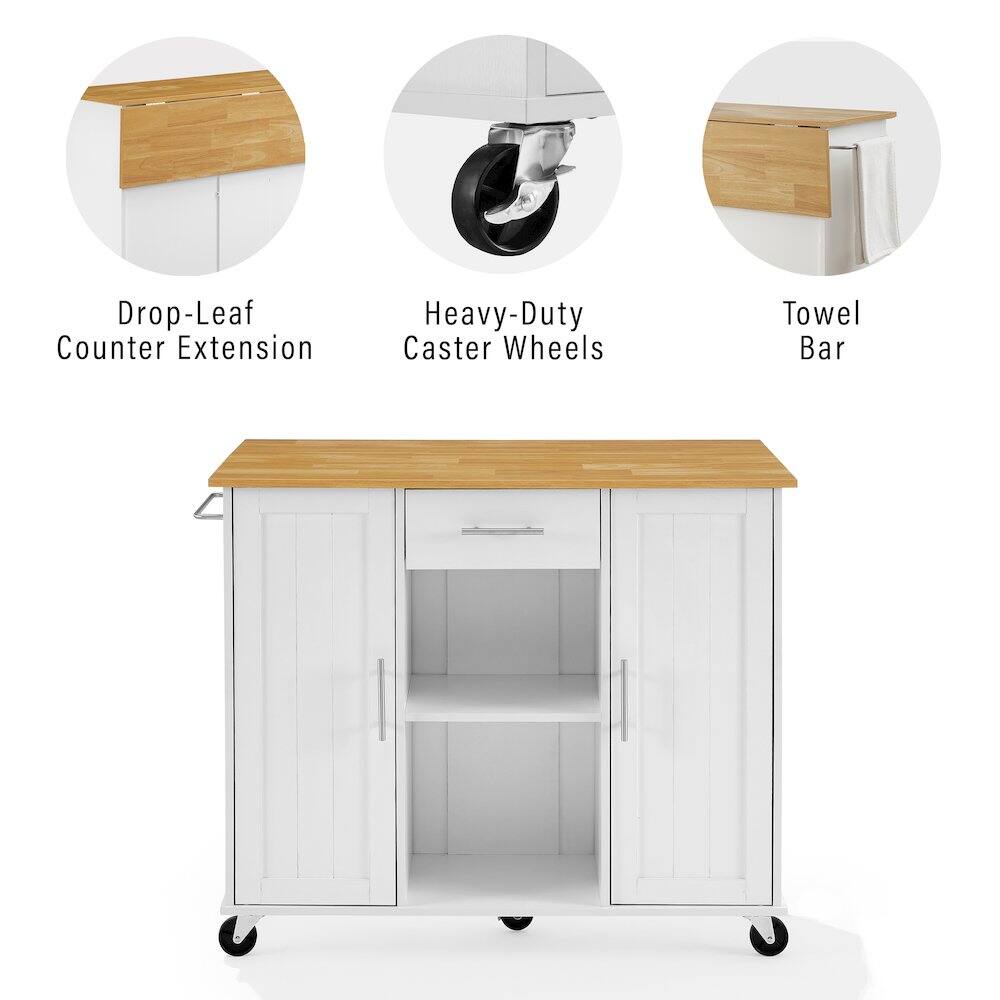 Drop-Leaf Counter Extension Heavy-Duty Caster Wheels Towel Bar