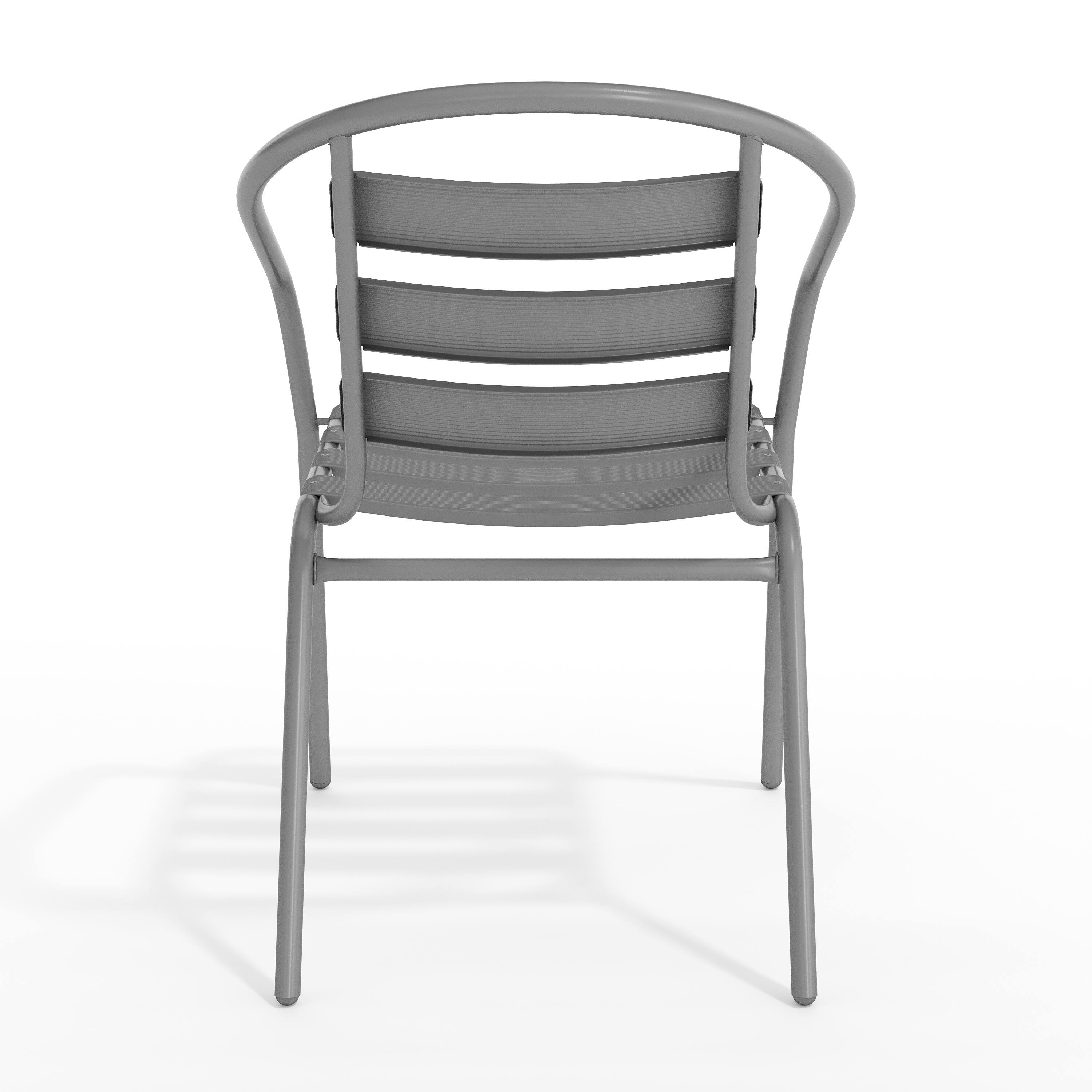 Alt View 7. Emma + Oliver - Metal Restaurant Dining Stack Chair with Aluminum Slats - Silver.