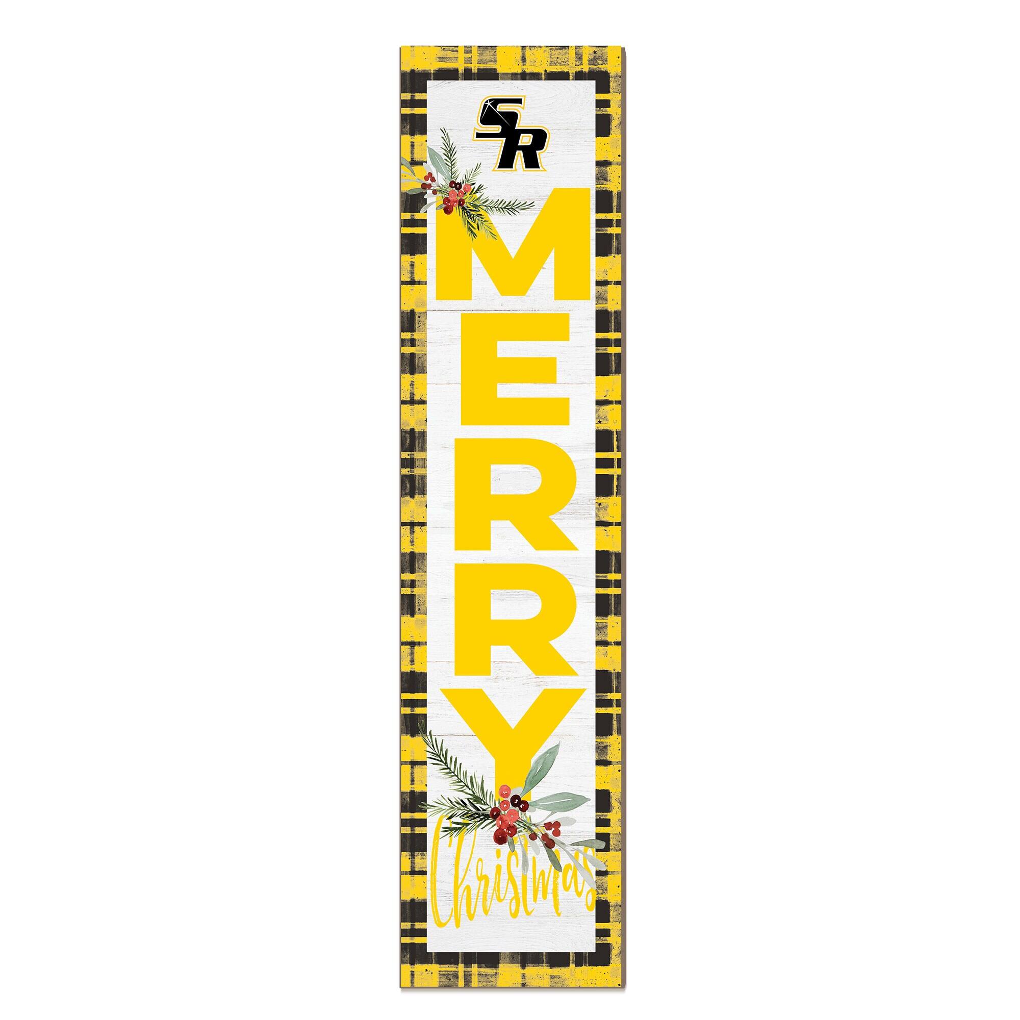 Jardine - Saint Rose Golden Knights 12'' x 48'' Outdoor Merry Christmas Leaner - White