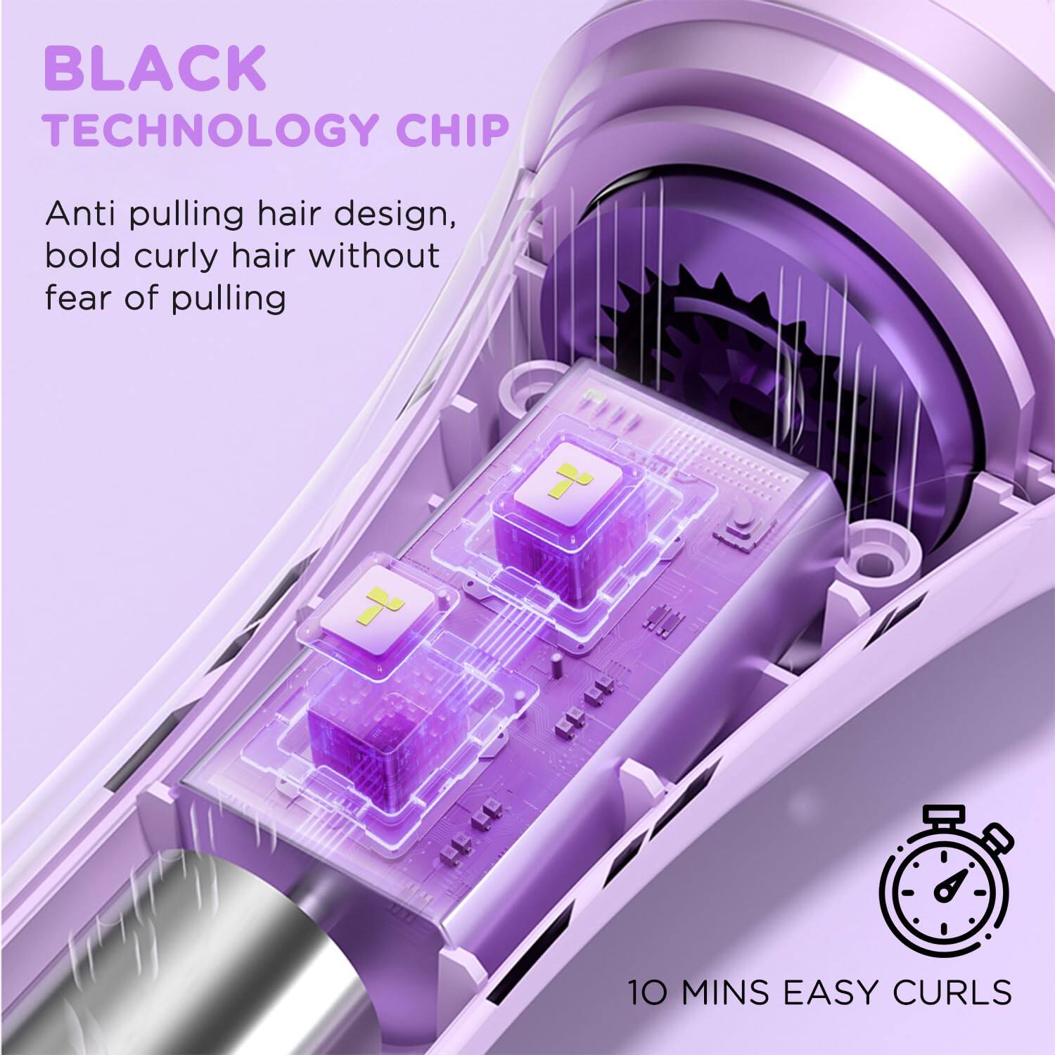 BLACK TECHNOLOGY CHIP

Anti pulling hair design, bold curly hair without fear of pulling

10 MINS EASY CURLS