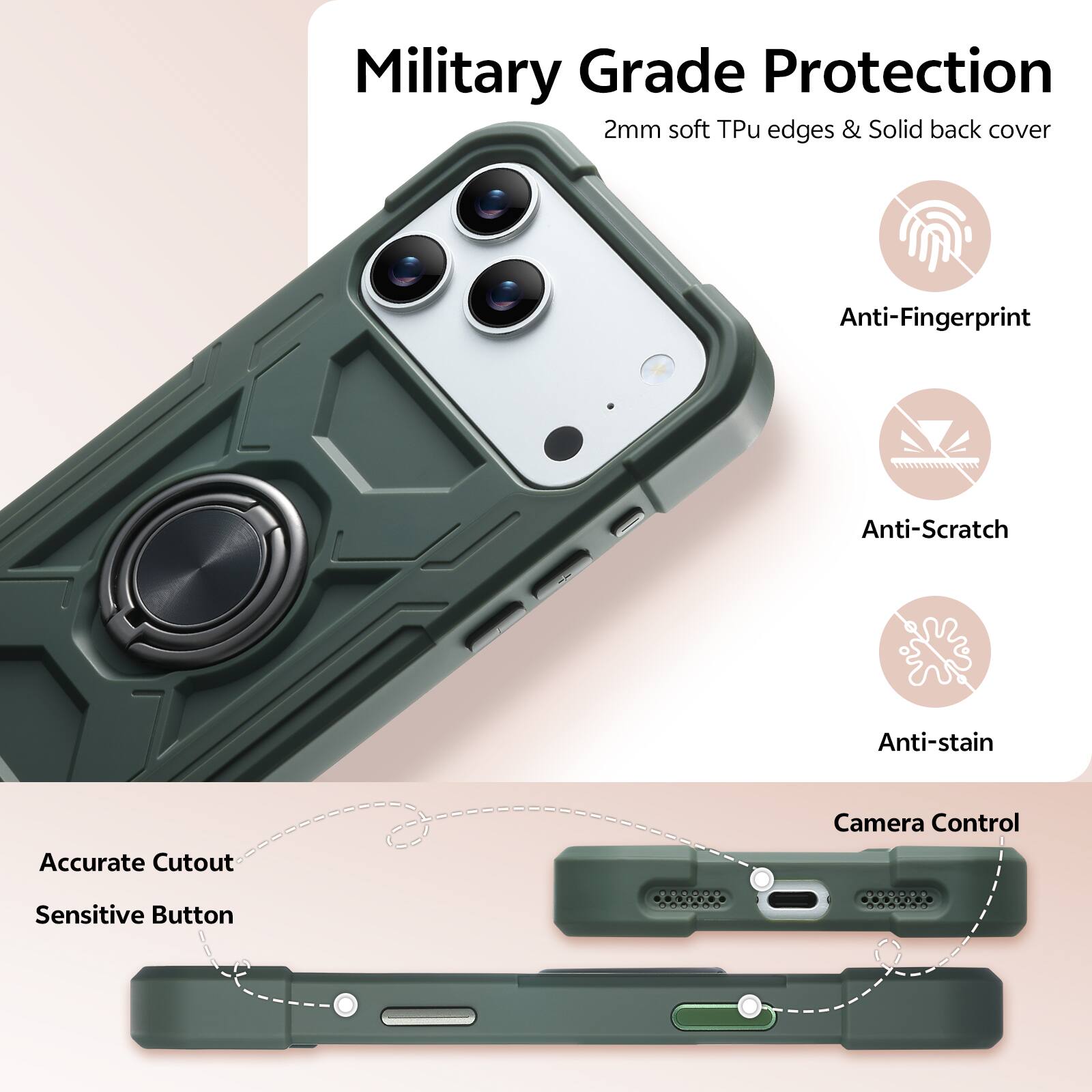 UUCOVER Rugged Protective Case for Apple iPhone 17 Pro, Shockproof ...