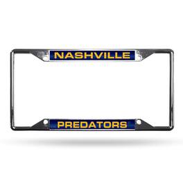 Rico Industries - Nashville Predators NHL All Corner EZ View Chrome Metal Laser Cut License Plate Frame - Multi