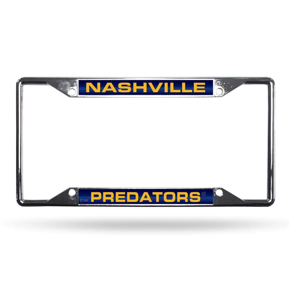 Nashville Predators NHL All Corner EZ View Chrome Metal Laser Cut License Plate Frame