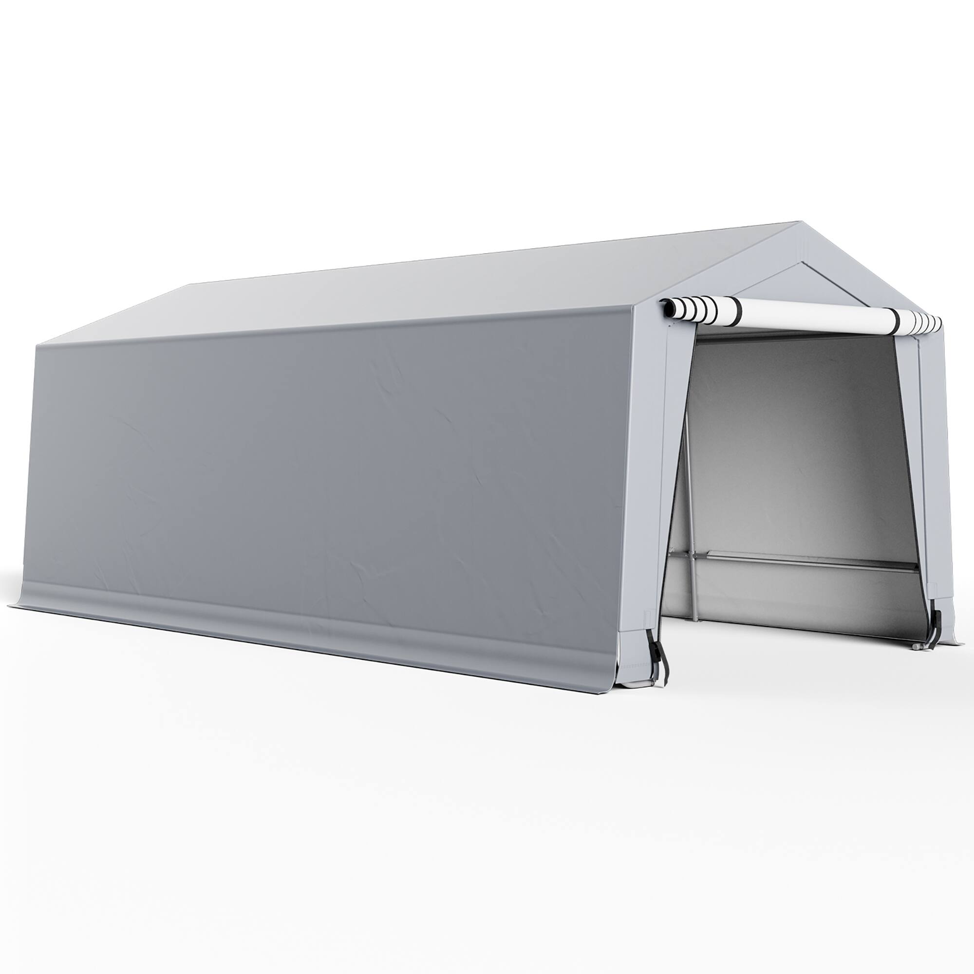 Alt View 6. Costway - Costway 10.2' X 20.4' Heavy-Duty Carport Car Canopy Shelter Outdoor Portable Garage Door - Grey.