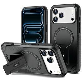 Equipd - Phone Case for iPhone 18 Pro Max / iPhone 17 Pro Max (6.9"), Sturdy Magnetic Hybrid Cover with Bracket Kickstand - Black