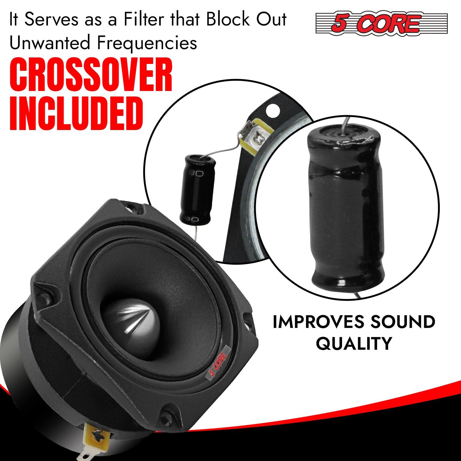 It Serves as a Filter that Block Out Unwanted Frequencies, CROSSOVER INCLUDED, 5 CORE, IMPROVES SOUND QUALITY