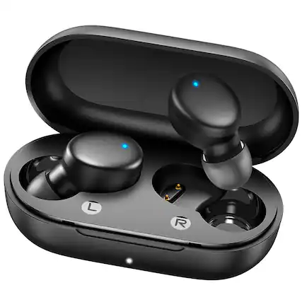 Front. Luckbyte - Mini Wireless Earbuds Bluetooth 5. 3 In Ear Headphones, 60H Playtime Charging Case, Black.