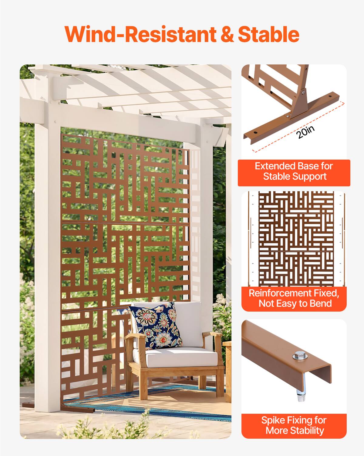 Wind-Resistant & Stable

Extended Base for Stable Support

Reinforcement Fixed, Not Easy to Bend

Spike Fixing for More Stability