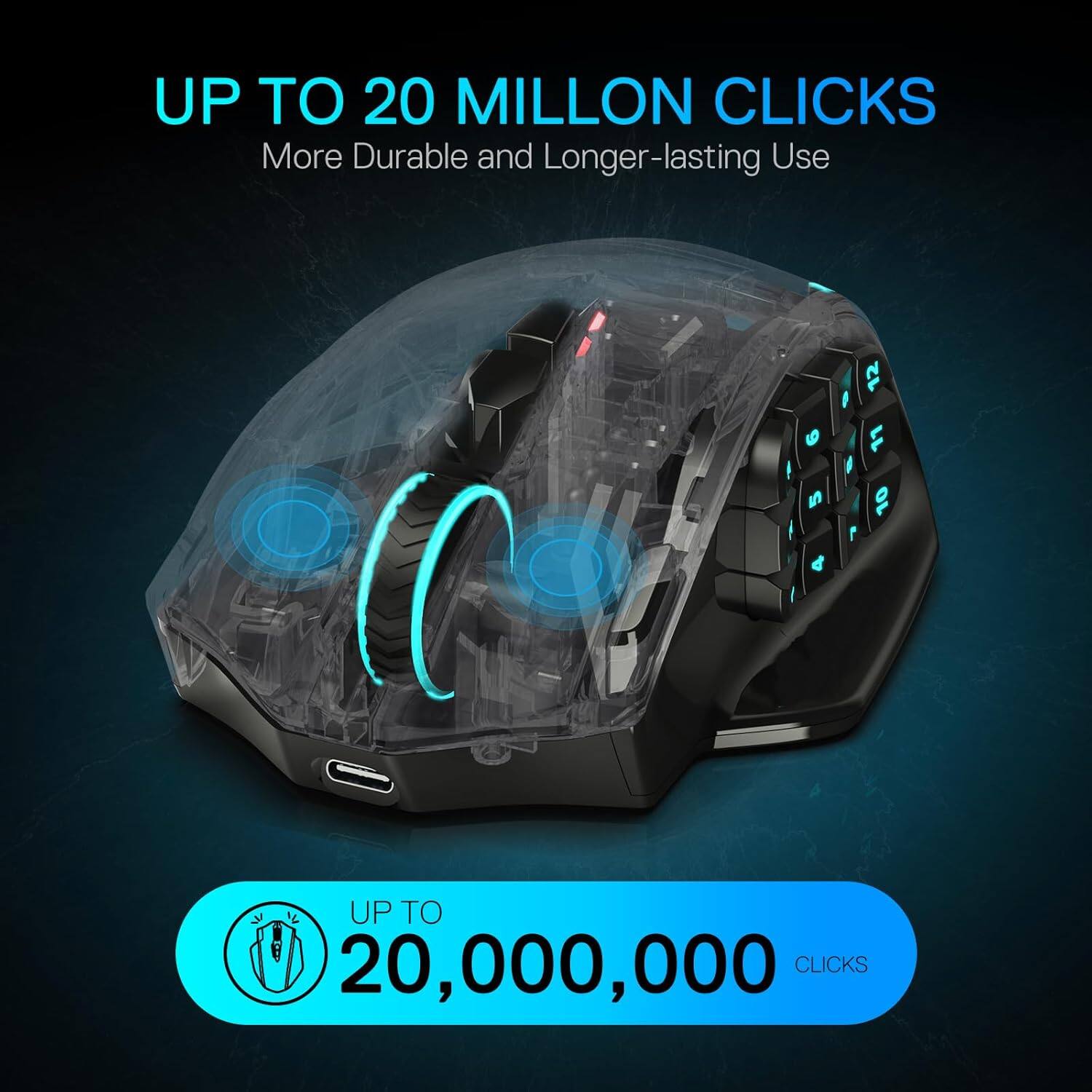 UP TO 20 MILLION CLICKS  
More Durable and Longer-lasting Use  

6 5  
12 11  
4  

UP TO 20,000,000 CLICKS