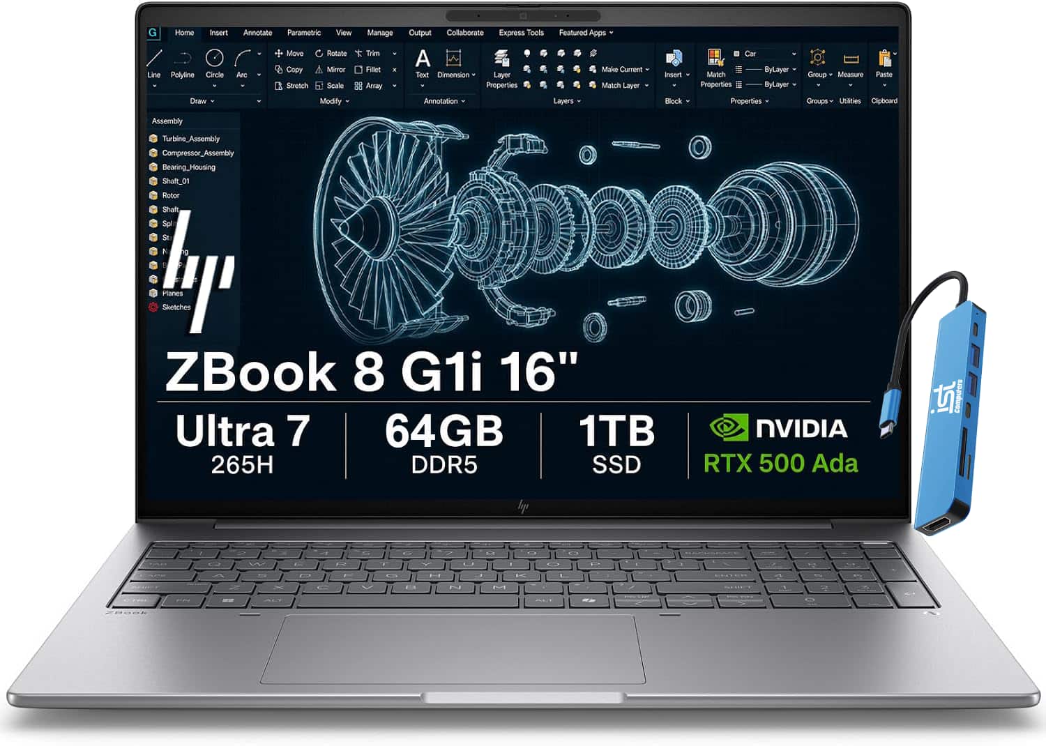 HP - Upgraded - ZBook 8 G1i 16" FHD+ AI Mobile Workstation Laptop - NVIDIA RTX 500 Ada - Intel Core Ultra 7 265H - 64GB RAM - 1TB SSD - Silver