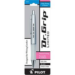 Pilot - Dr. Grip Ltd. Retractable Gel Pen, Fine Point, Black Ink - Gray/Silver