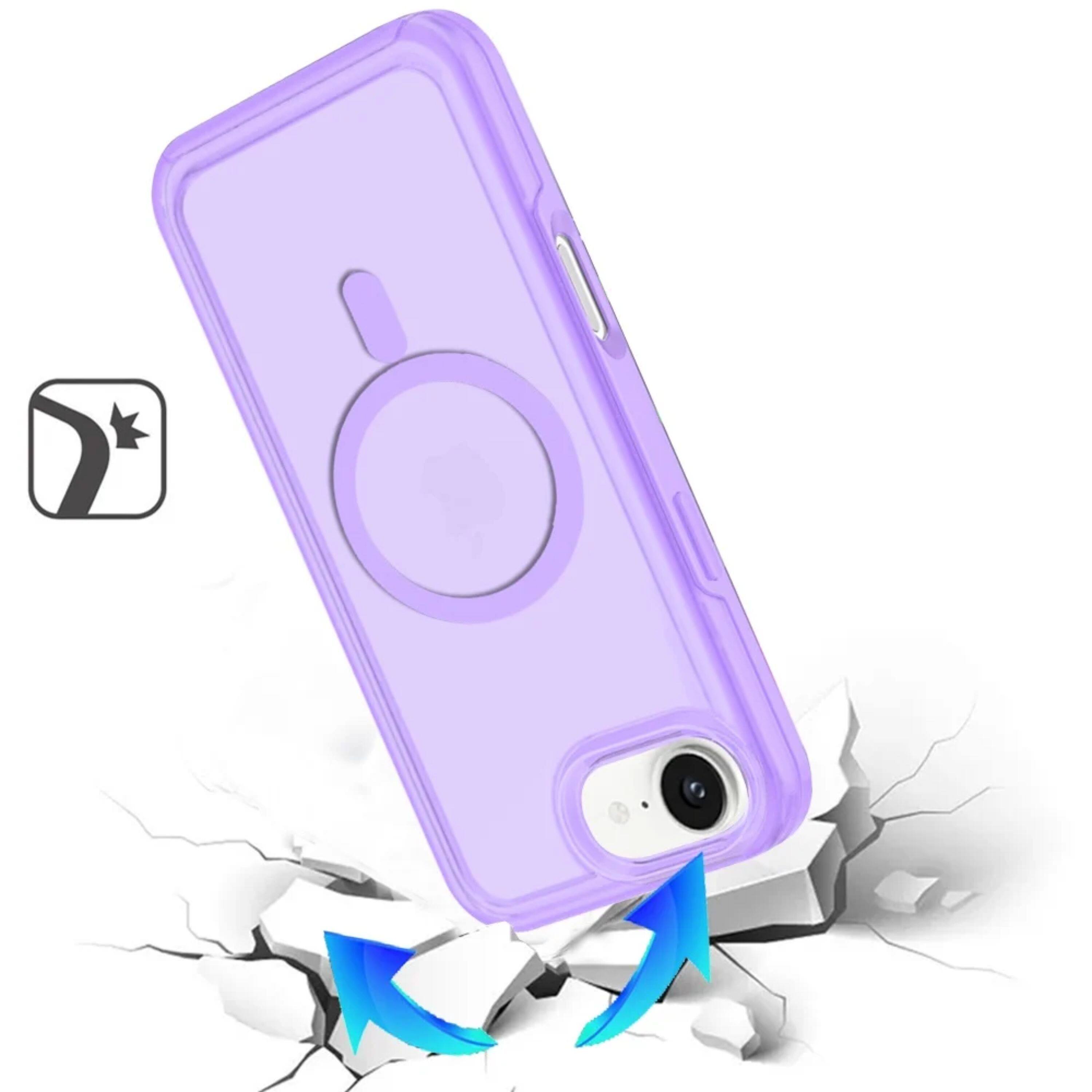 Left. Kitcheniva - Magnetic Circle Sleek Hybrid Phone Cover Plus Tempered Glass For iPhone 16e/17e Purple - Purple.