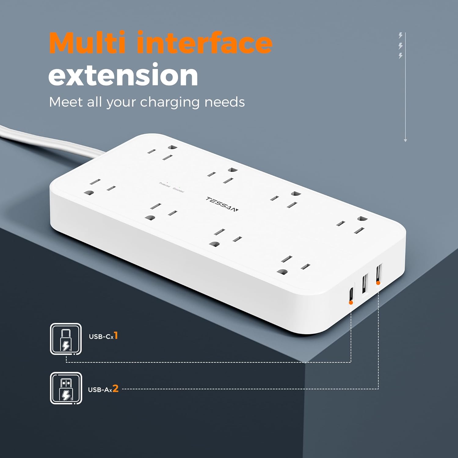 Multi interface extension  
Meet all your charging needs  
TESSAN  
USB-Cx1  
USB-Ax2