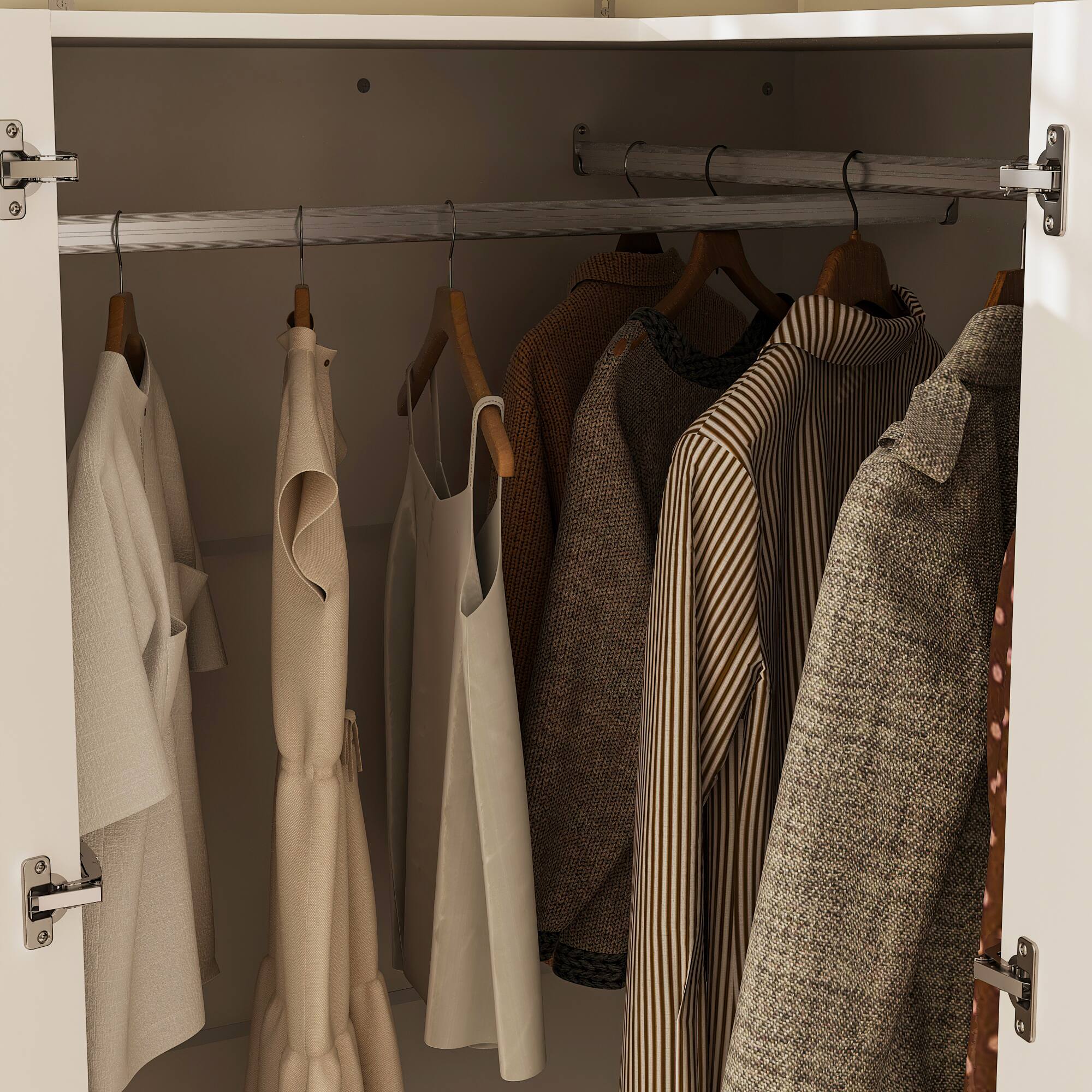 Alt View 1. FUFU&GAGA - L Shaped Corner Wardrobe Closet Armoire with Hanging Rod Shelves and Drawers Space Saving Bedroom Storage Organizer - White.