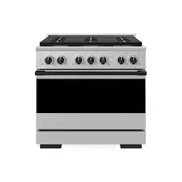 ZLINE - Autograph 36 in. 5.2 cu. ft. Marino Dual Fuel Freestanding Range w/ 6 Gas Burners & Convection Oven w/ Black Accents - Stainless Steel