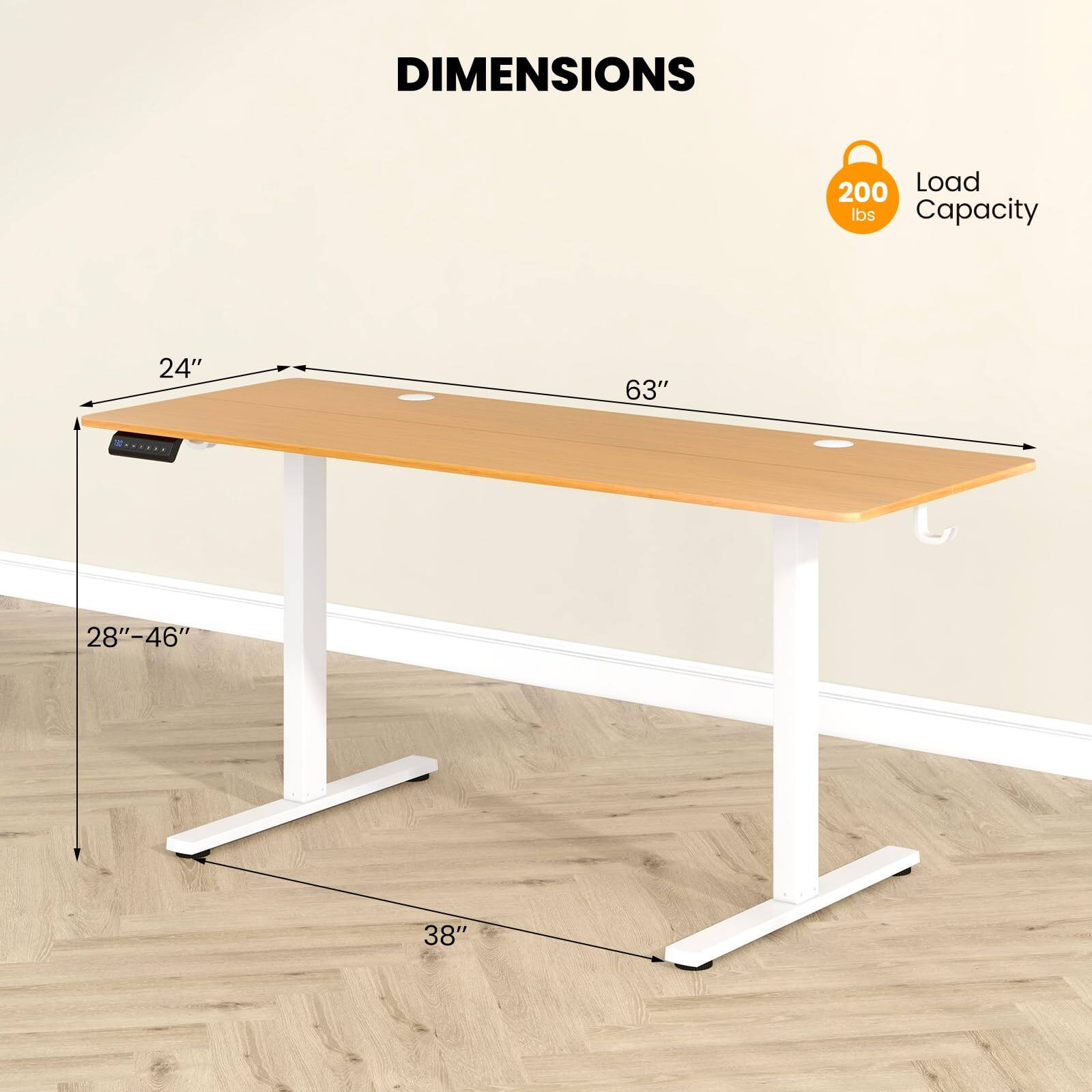 DIMENSIONS  
Load Capacity: 200 lbs  
24" x 63"  
28"-46"  
38"