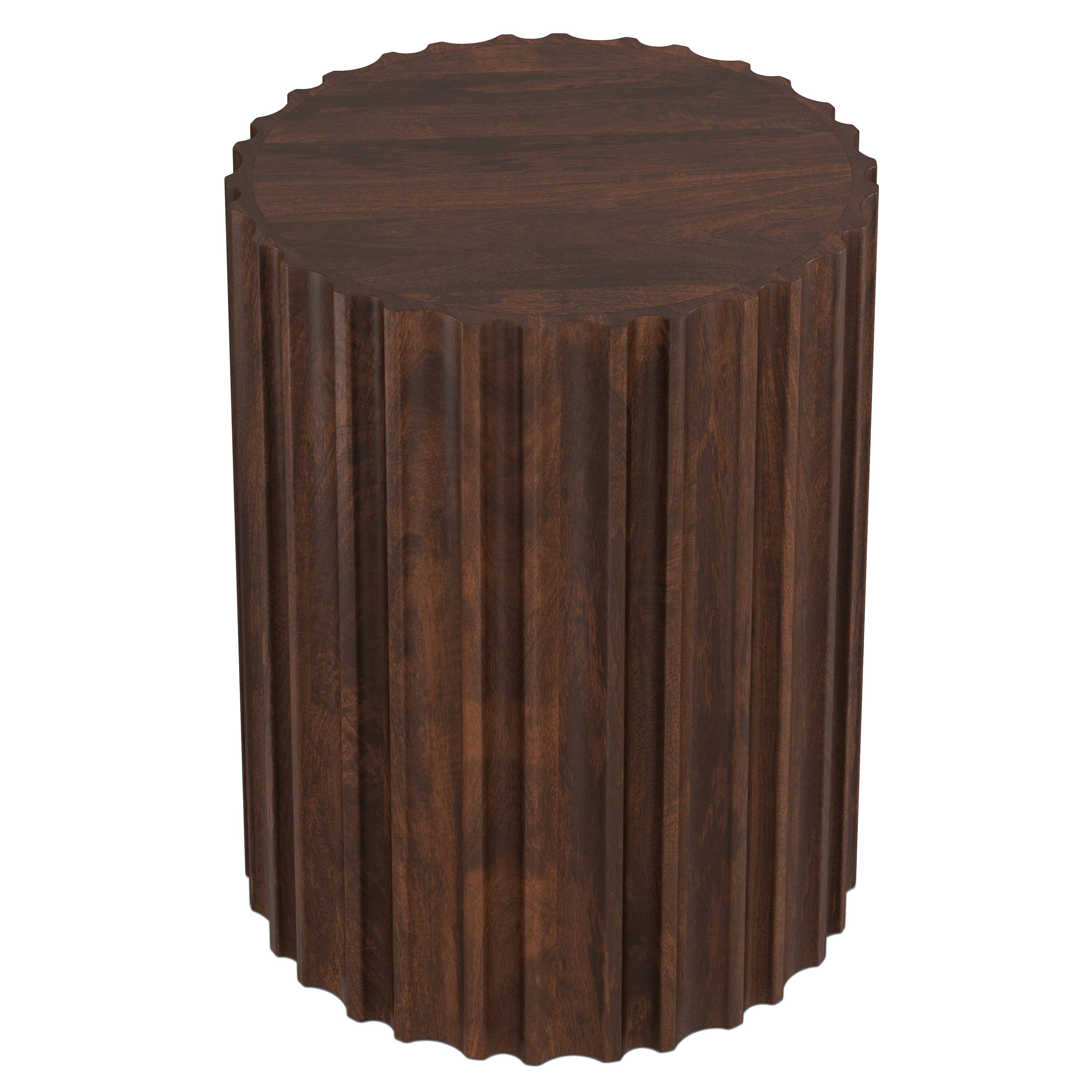 Alt View 2. Simpli Home - Rolf 16 inch Wide Solid Mango Boho Contemporary End Table in Walnut Brown, Assembled - Walnut Brown.