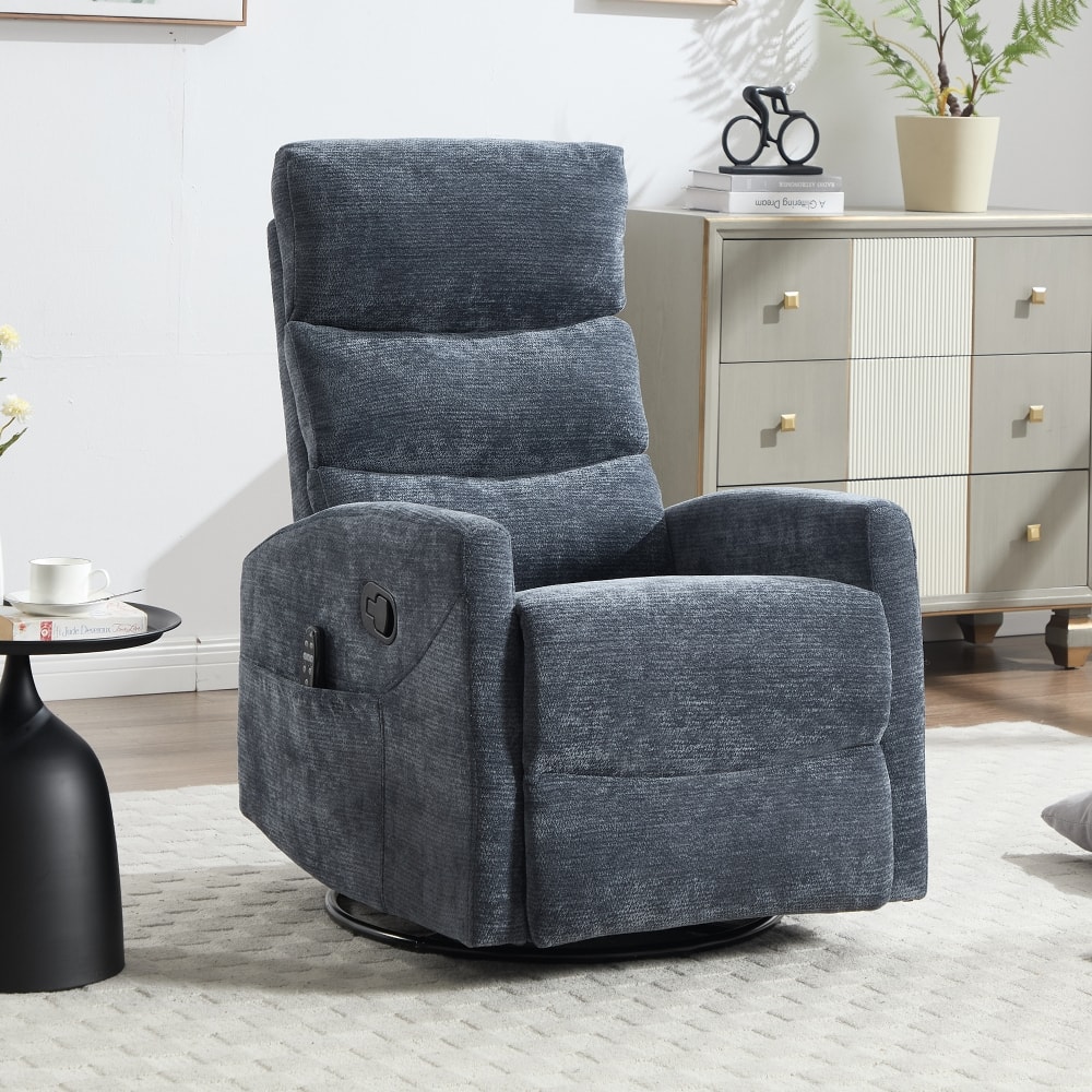 Ropilly - Massage Recliner Chair, Swivel Rocker Recliner with Lumbar Heat - Blue