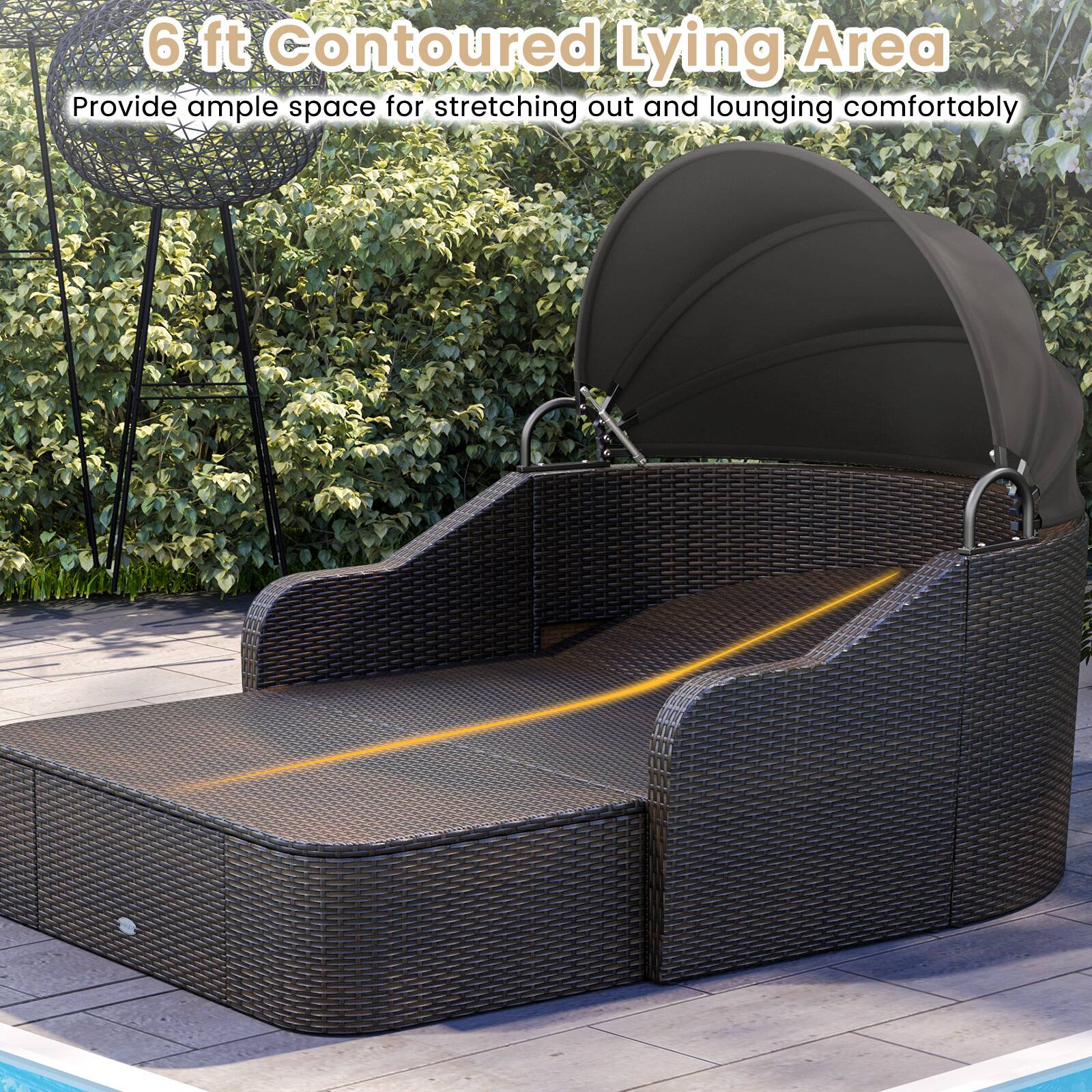 6 ft Contoured Lying Area  
Provide ample space for stretching out and lounging comfortably
