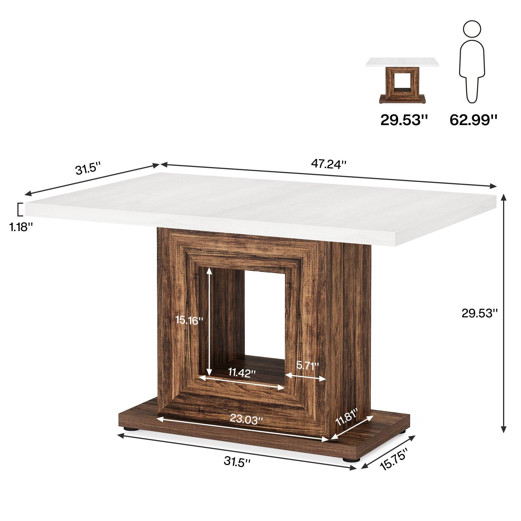 Tribesigns Farmhouse Dining Table with Space Saving Design and ...