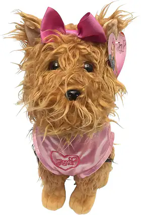 Front. Nickelodeon - Nickelodeon JoJo Siwa BowBow the Dog 17" Plush Pillow Buddy with Pink Sparkle Jacket – Soft Cuddly Plush Toy for Kids - Brown & Pink.