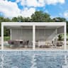 U-HOMY - 10'x20' Outdoor Aluminum Louvered Pergola Gazebo with Adjustable Rainproof Roof and Pull-Down Privacy Screen - White