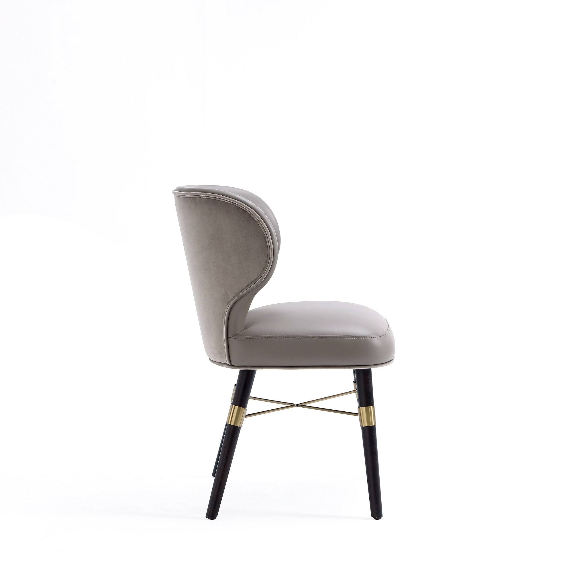 Alt View 2. Manhattan Comfort - Strine Modern Wood Upholstered Dining Chair - Dark Taupe.