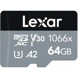 Lexar - Professional 64GB 1066x MicroSDXC Memory Card with Adapter LMS1066064G-BNANU