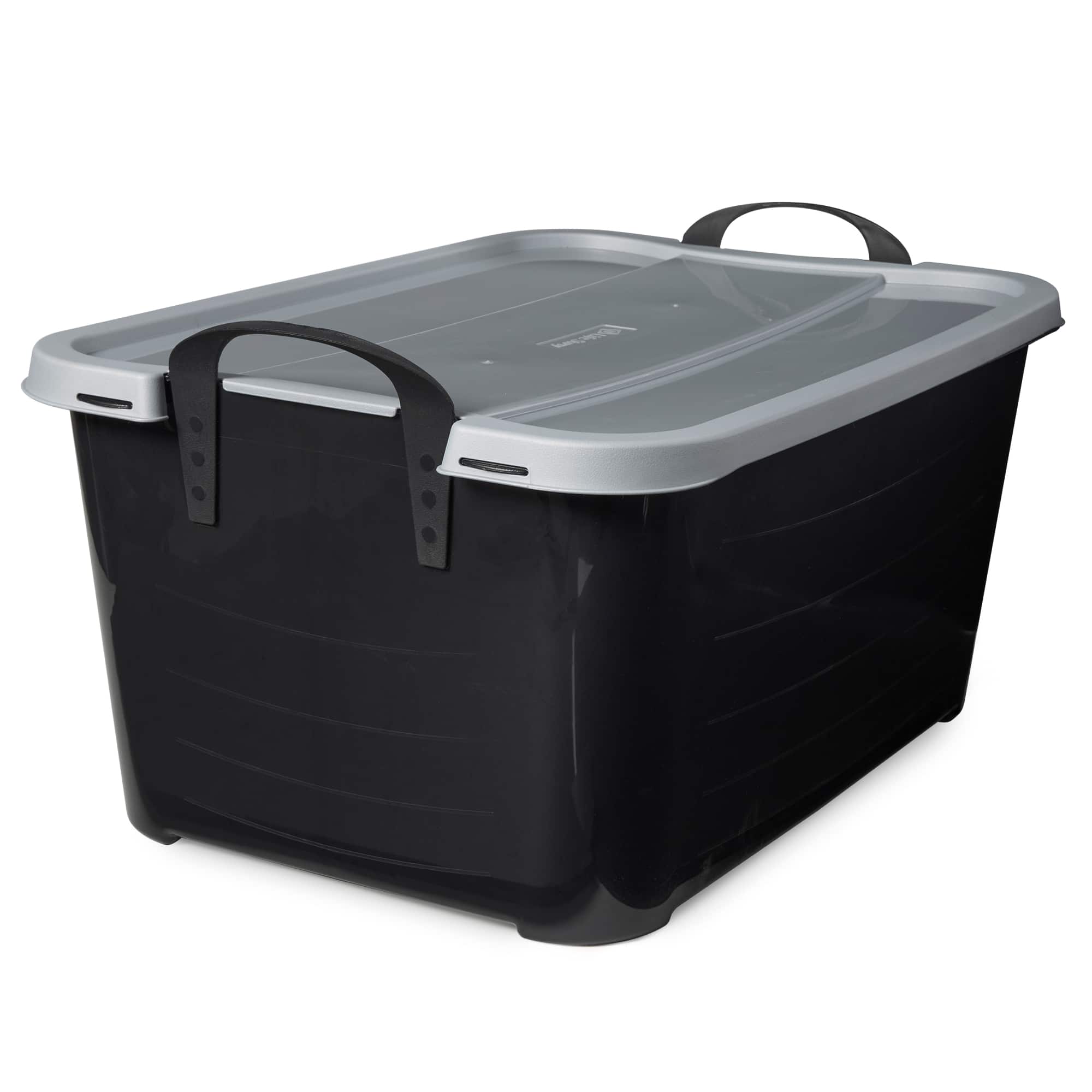 Life Story - 55 Quart Stackable Storage Bin, Heavy Duty Lidded Container, 18 Pack - Black/Gray