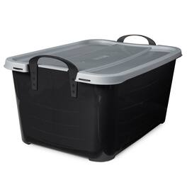 Life Story - 55 Quart Stackable Storage Bin, Heavy Duty Lidded Container, 18 Pack - Black/Gray