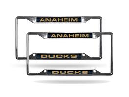 Rico Industries - Anaheim Ducks NHL (Set of 2) All Corner EZ View Chrome Metal Laser Cut License Plate Frames - Multi