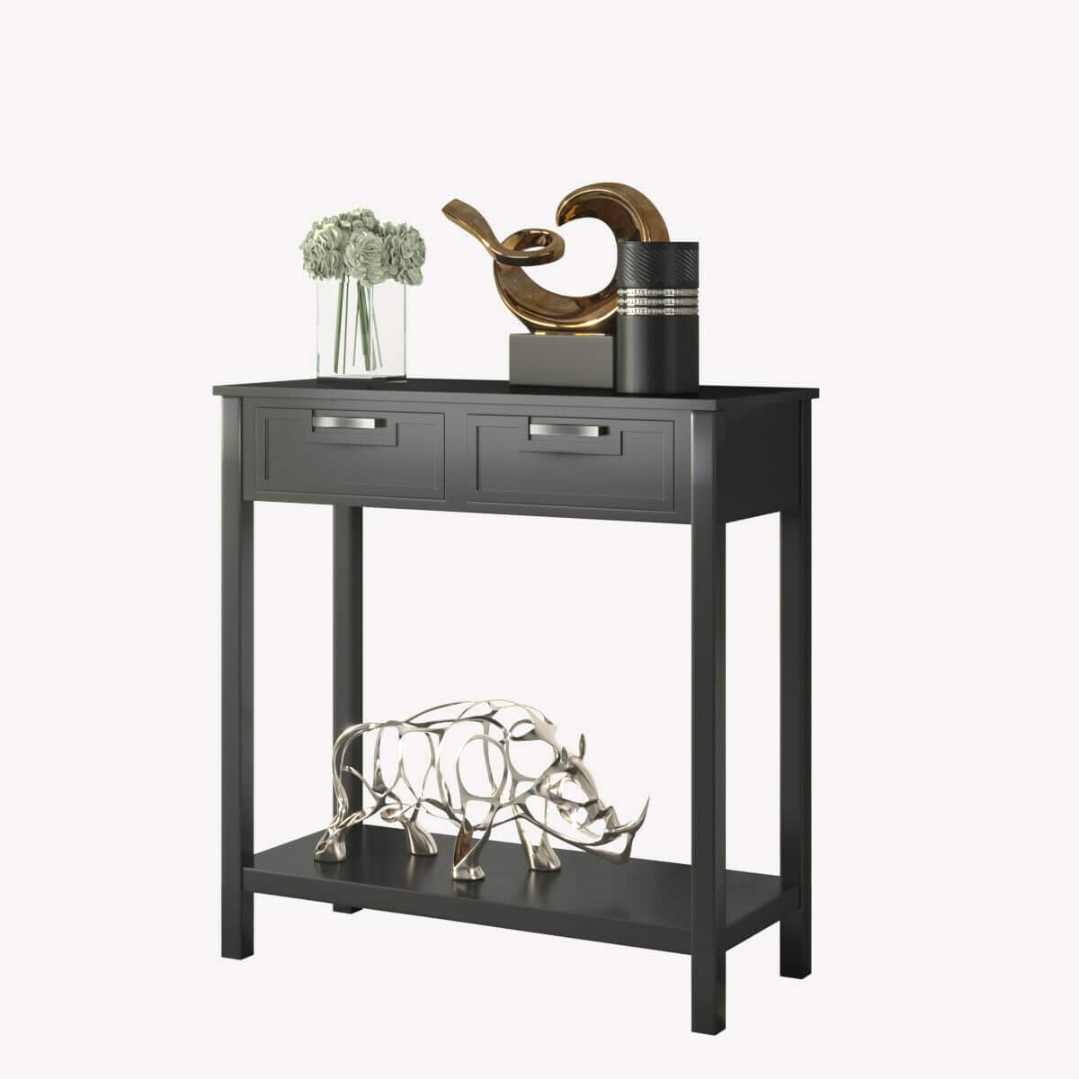 Costway - Accent Console Table Entryway Sofa Foyer Table Storage Shelf W/2 Drawers - Black price history on PriceWatchPro