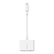 Left. Belkin - RockStar Lightning to 3.5mm Audio Cable + Audio Charger Splitter, 2-in-1 Aux iPhone Headphone and Charger Adapter - White.