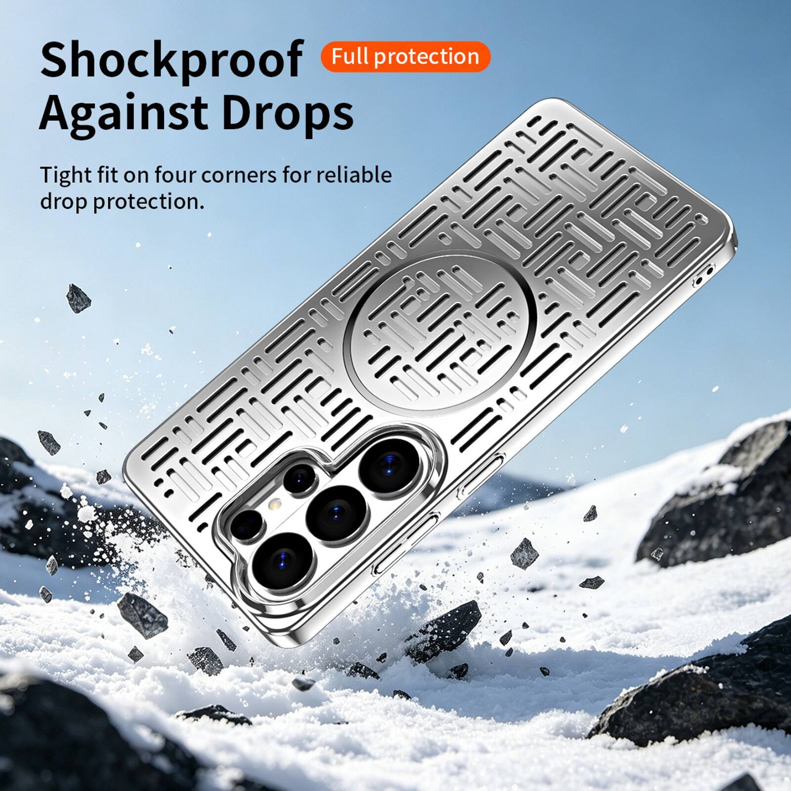 Shockproof Full protection Against Drops Tight fit on four corners for reliable drop protection.
