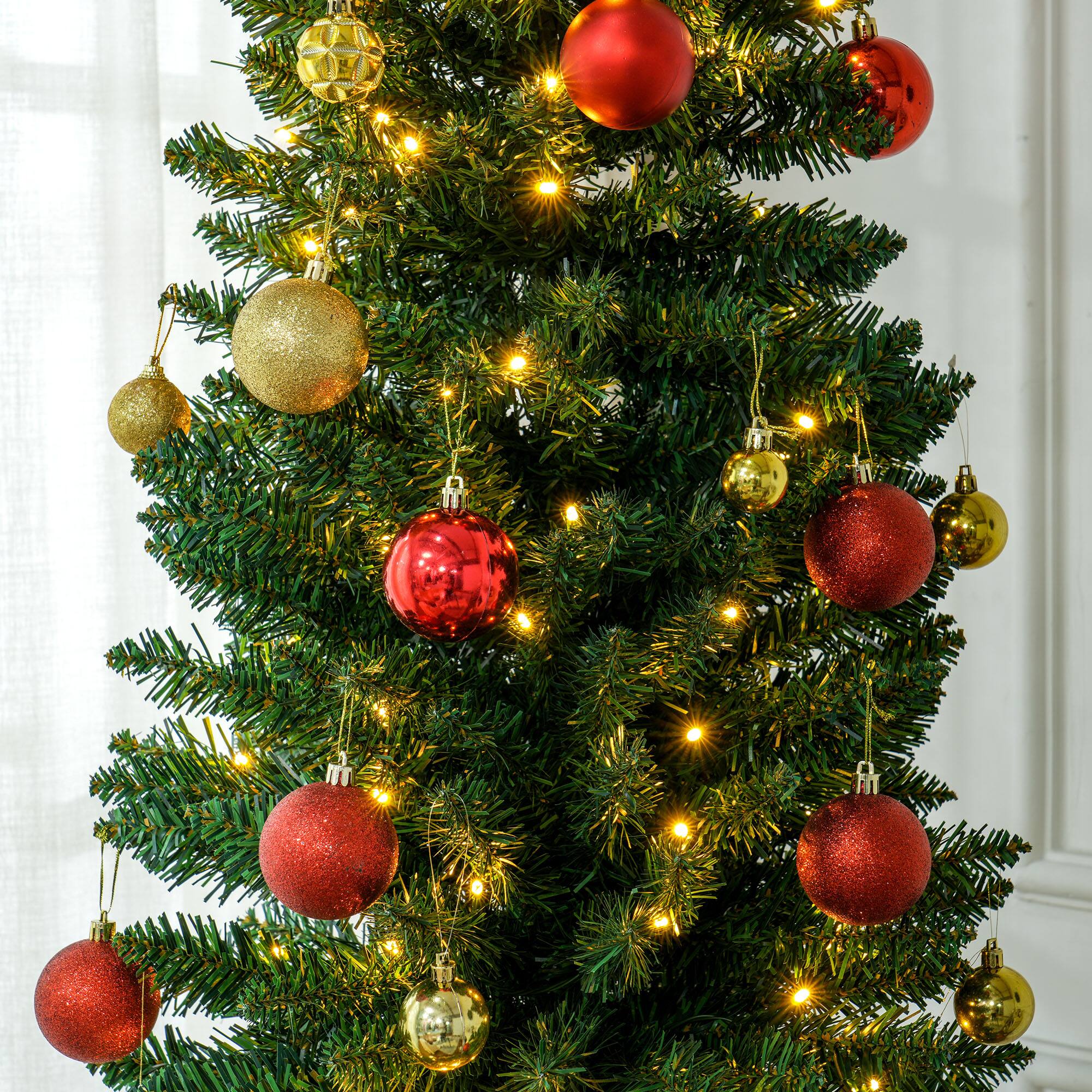 Alt View 8. Homcom - Pre-Lit Slim Noble Fir Artificial Pencil Christmas Tree, 300 Warm White LEDs, 618 Tips - green.