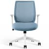 Front. Staples - Staples Essentials Ergonomic Fabric Swivel Task Chair, Light Blue (UN60409) - Light Blue.