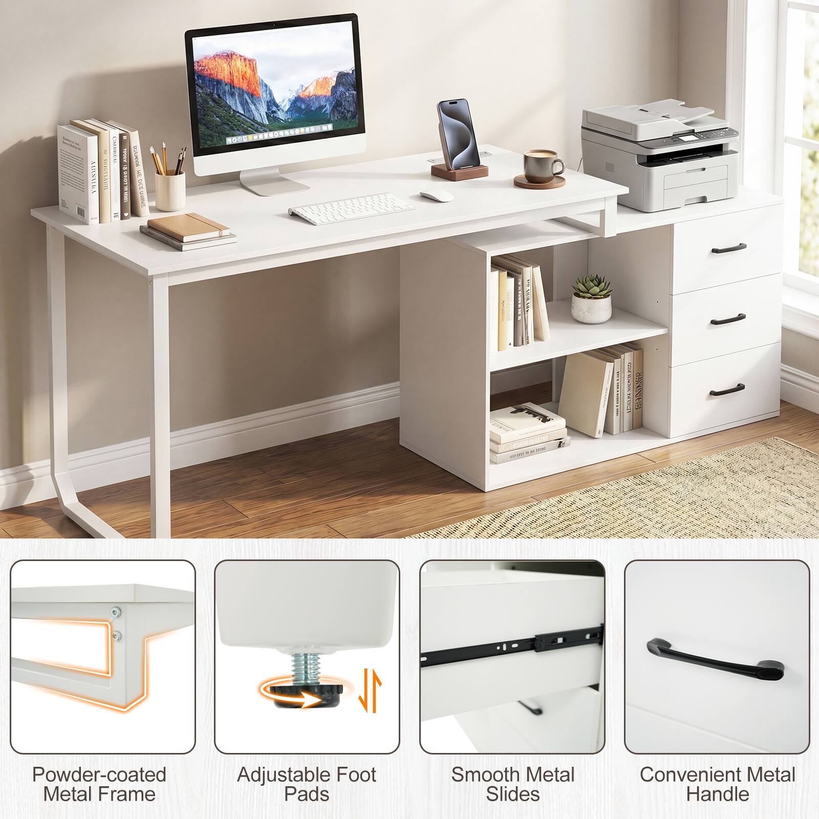- BUKBABLE
CHAMPIONS 
: 100ml 5 LEST message
SWORESCHE 1695  SYMASMATO
1000
AMAGINO  -
www.se 
CHANGER

Powder-coated Metal Frame
Adjustable Foot Pads
Smooth Metal Slides
Convenient Metal Handle