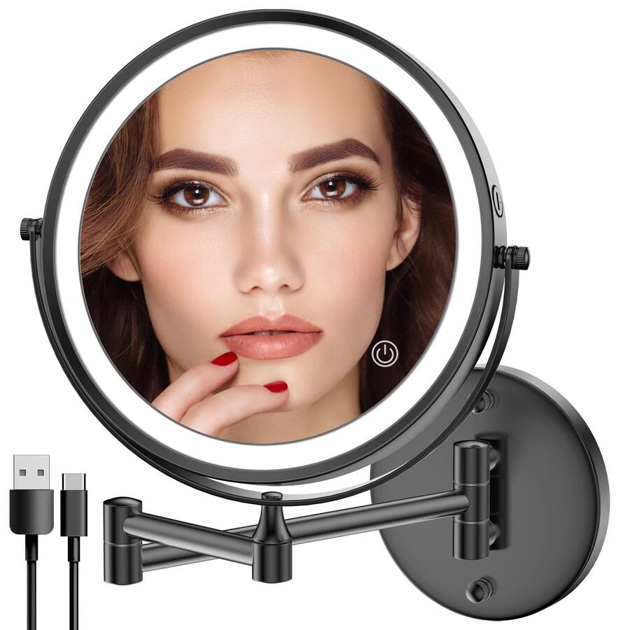 Empire DigiLabs Rechargeable Wall Mounted Lighted Makeup Mirror Double ...