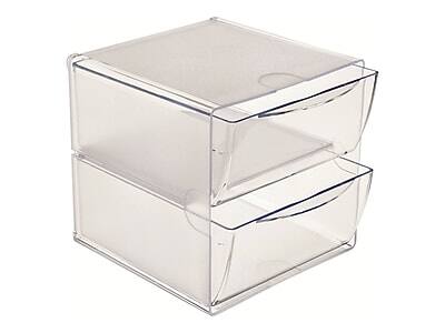 Alt View 2. Deflecto - Cube 2 Compartment Stackable Plastic Storage Drawers, Clear - Clear.